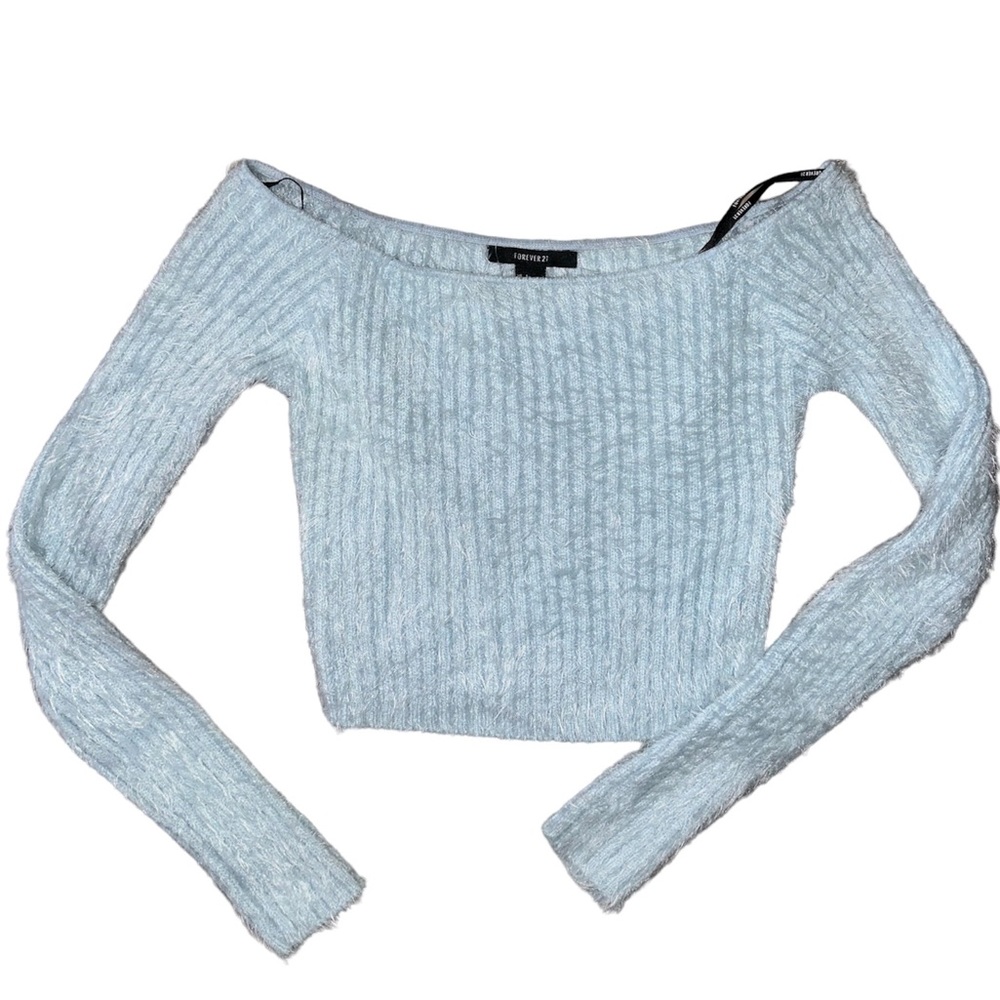 Forever 21 fuzzy long sleeve crop top